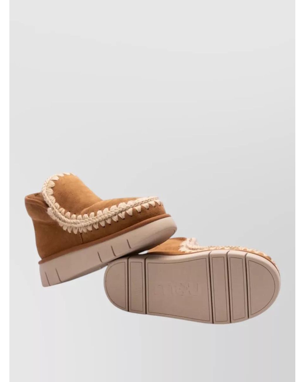 Mou Brown Shearling Ankle-Length Slippers