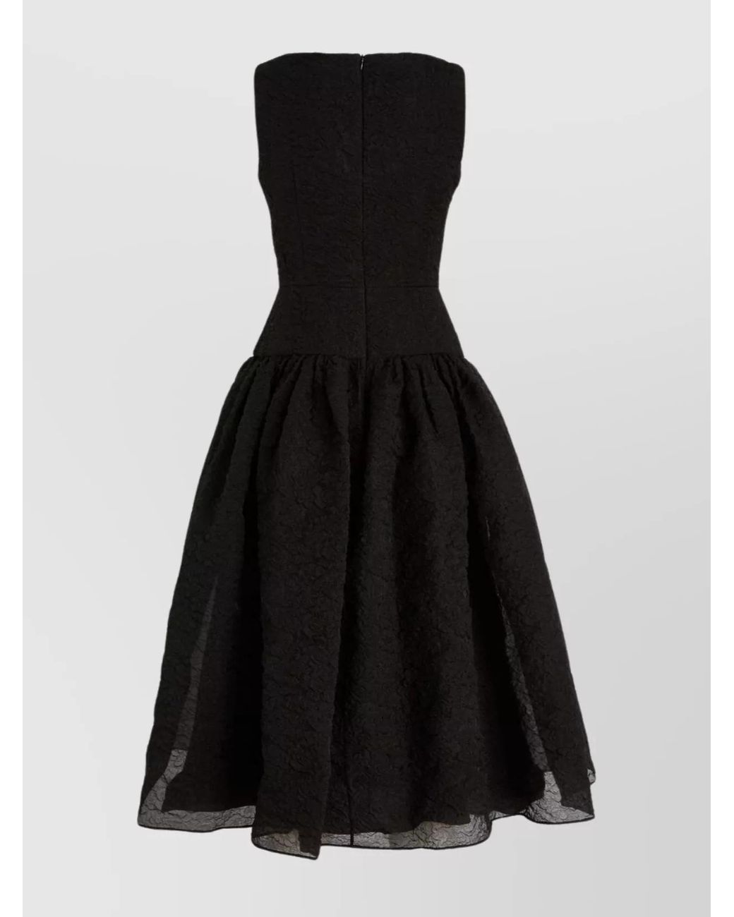 Erdem Black Organza V-Neck Sleeveless Midi Dress