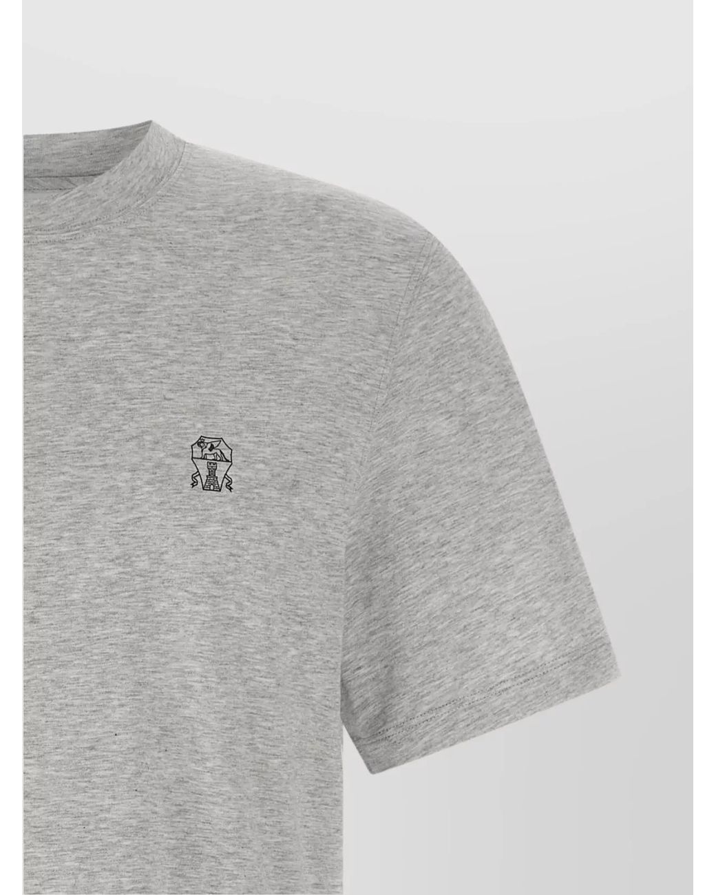 Brunello Cucinelli Gray Printed Logo Crew Neck Short Sleeve Top for men