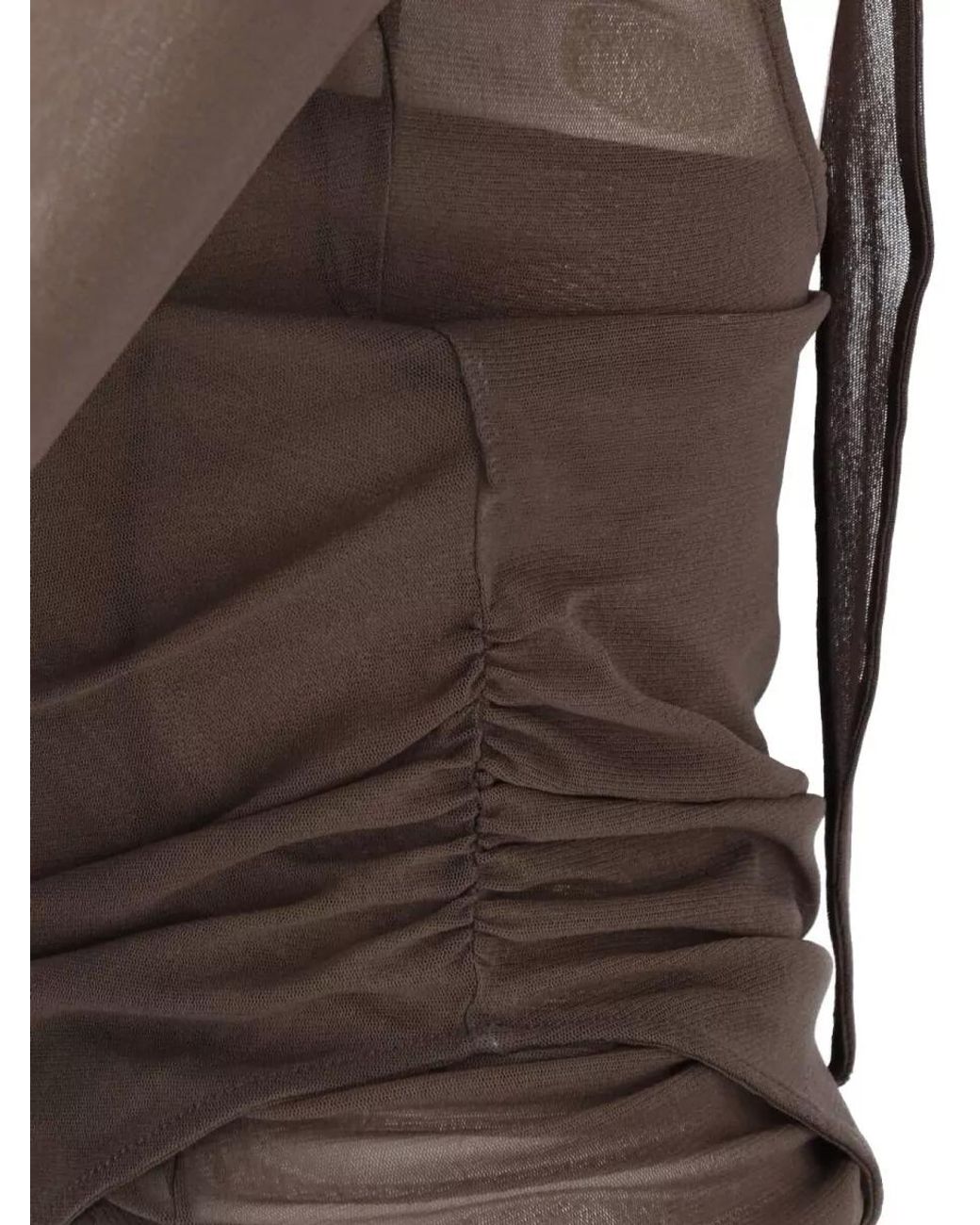 Lemaire Gray Sheer Long-Sleeve Draped-Scarf Bodysuit