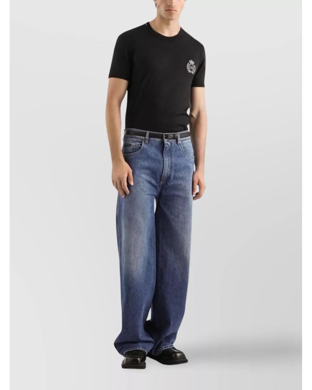 Dolce & Gabbana Black Cotton Logo Patch T-Shirt for men