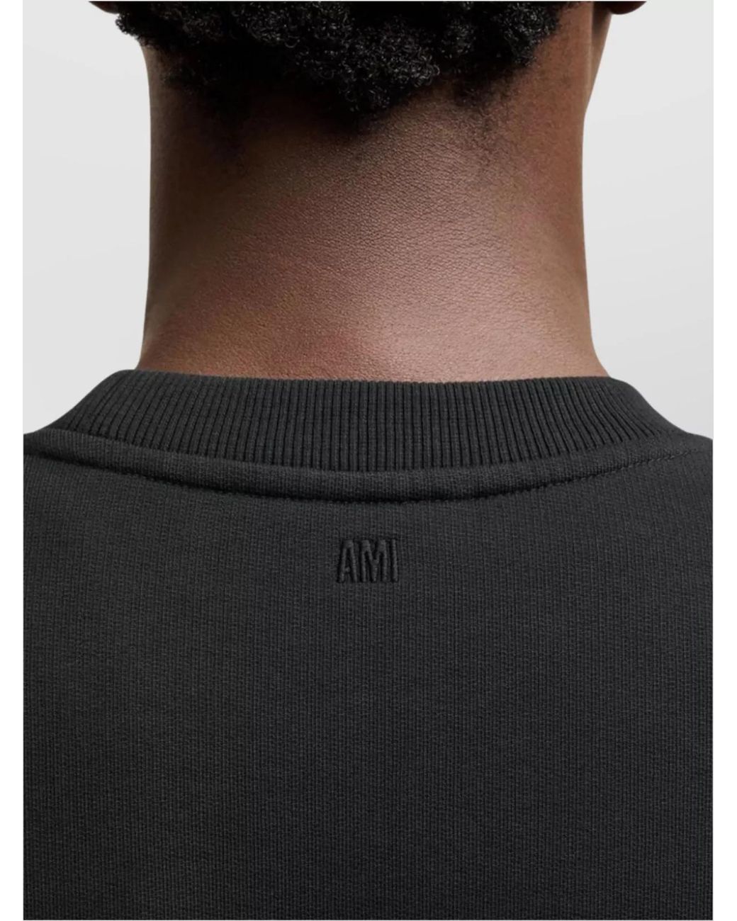 AMI Black Cotton Logo-Embroidered Crewneck Sweatshirt for men