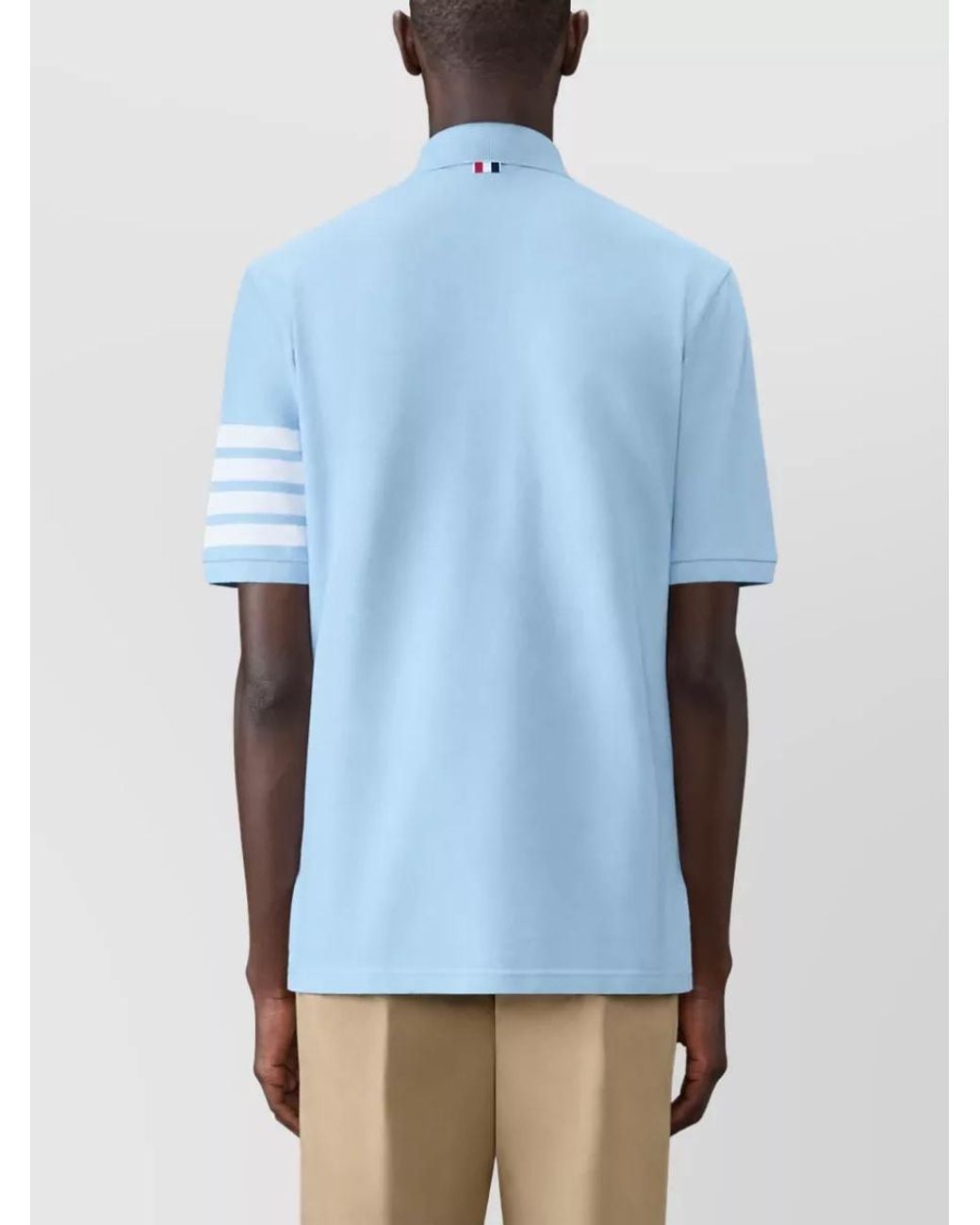 Thom Browne Blue Striped Cotton Polo Shirt for men