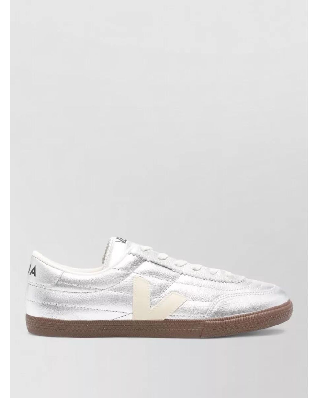 Veja White Metallic Leather Low-Top Sneakers