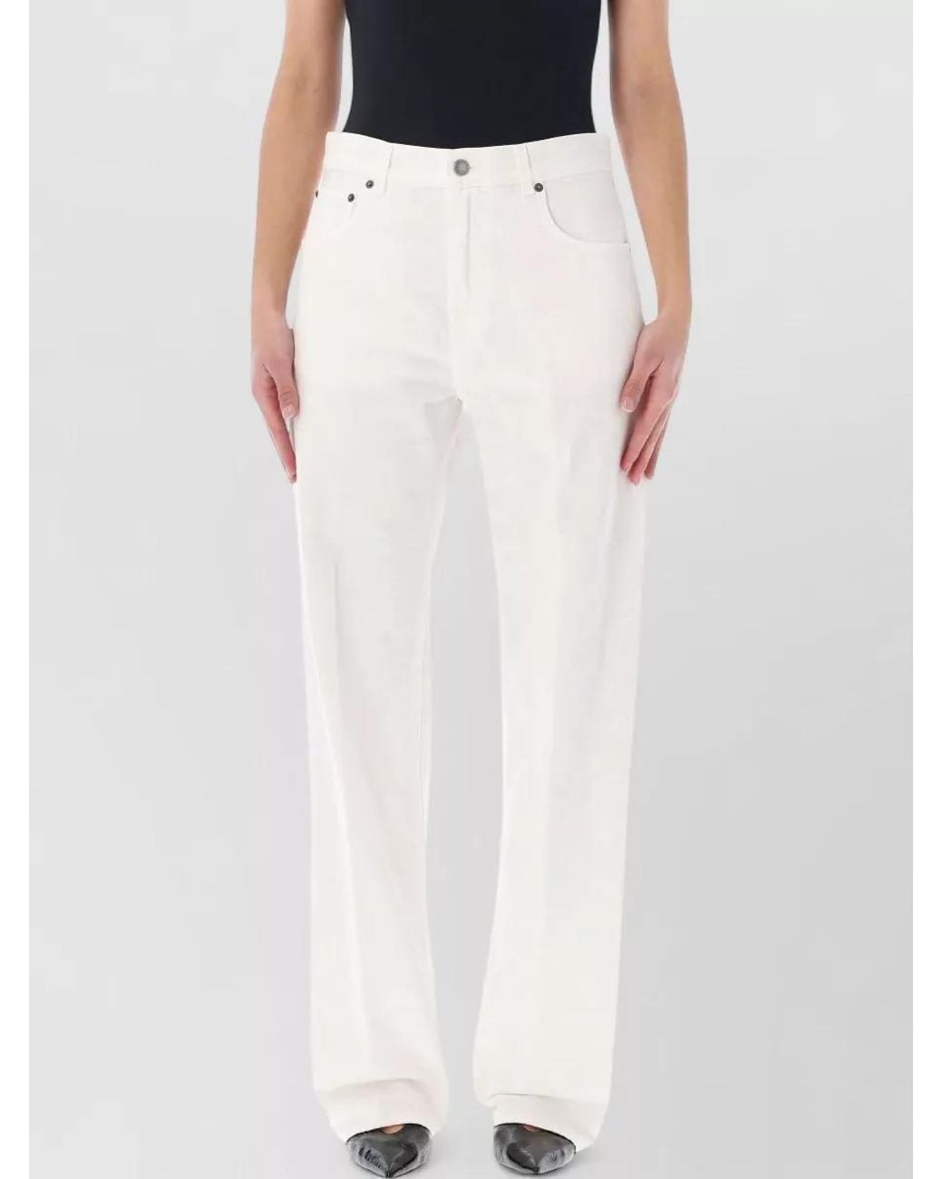 Haikure White Denim Relaxed-Fit Straight-Leg Jeans
