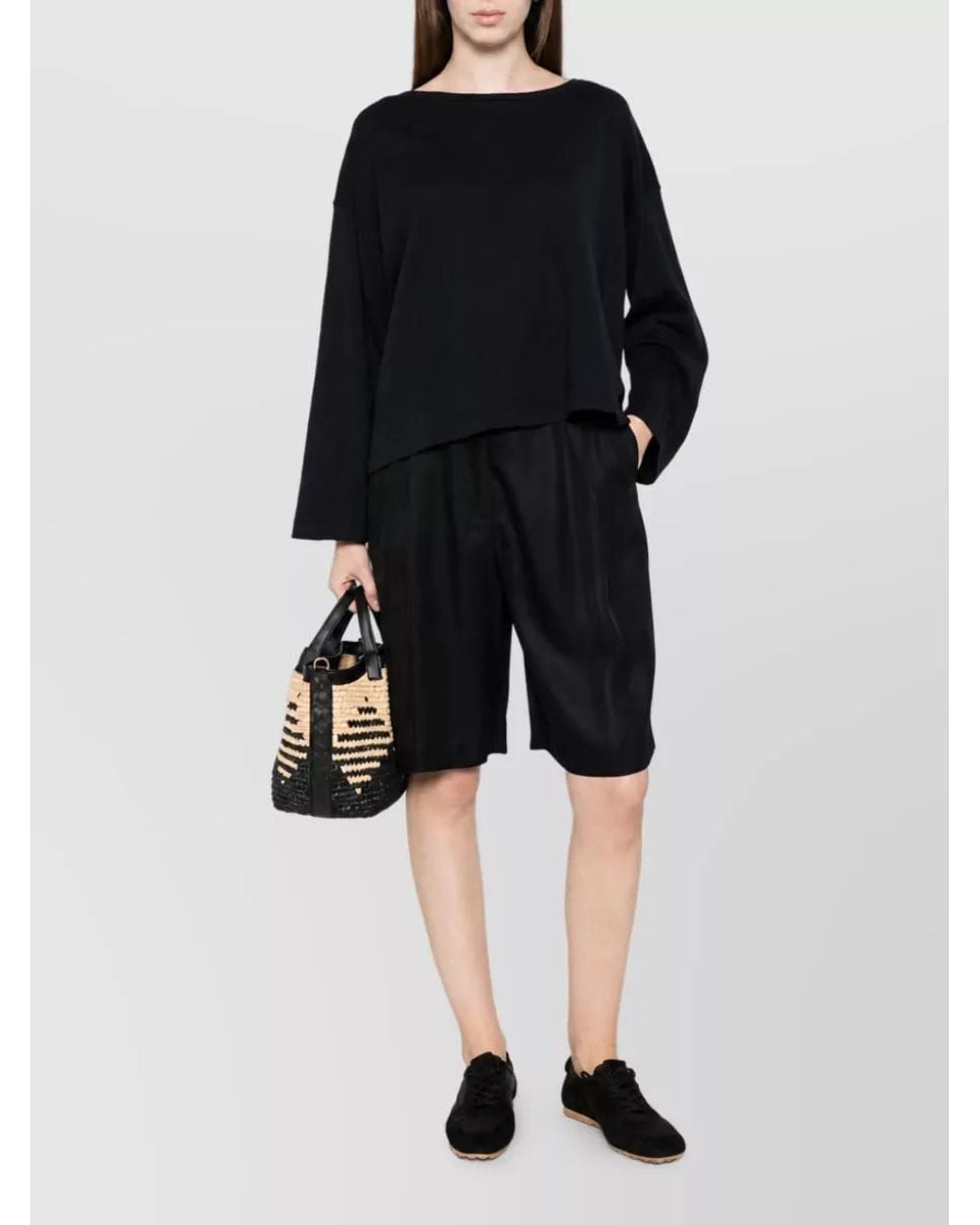 C.t. Plage Black Cashmere Boat Neck Long Sleeve Sweatshirt