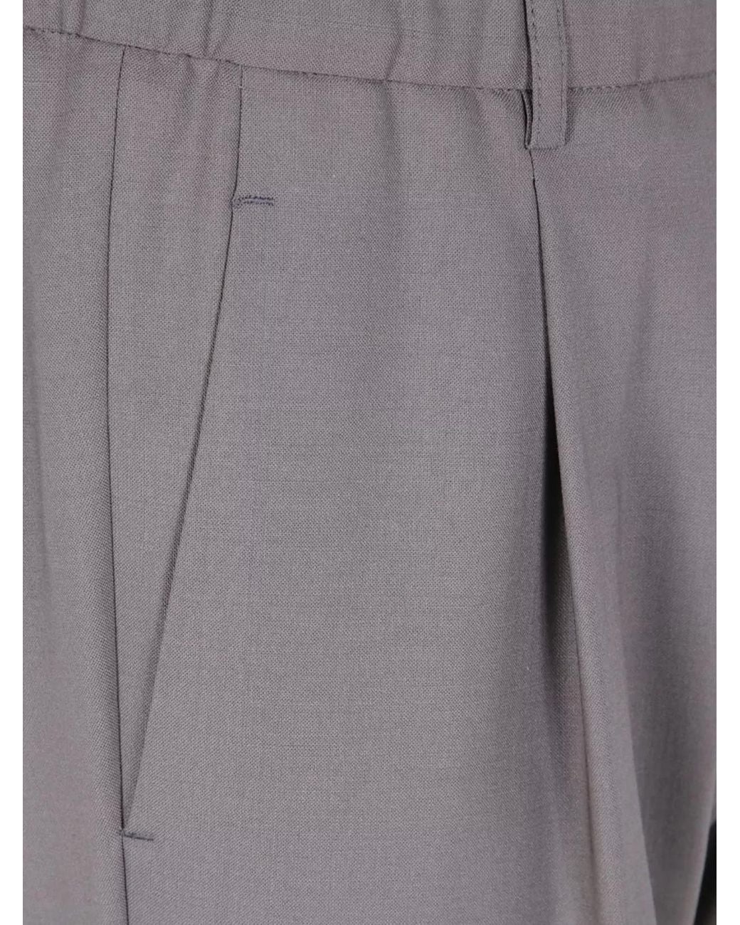 Herno Gray Virgin Wool Regular-Fit Tailored Trousers for men