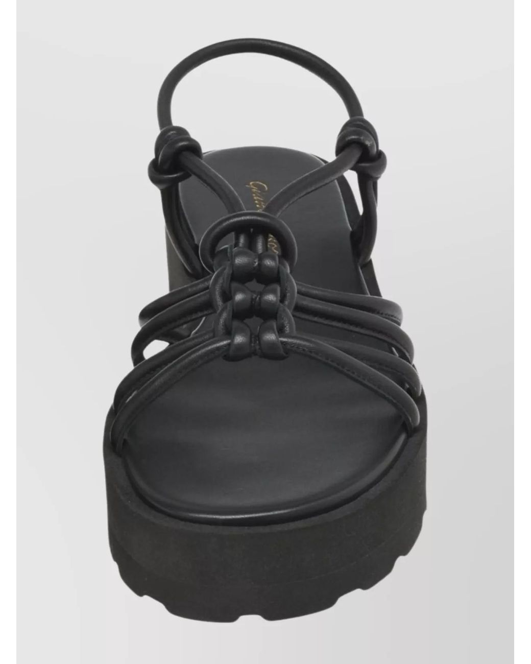 Gianvito Rossi Black Leather Knot-Detail Flatform Sandals