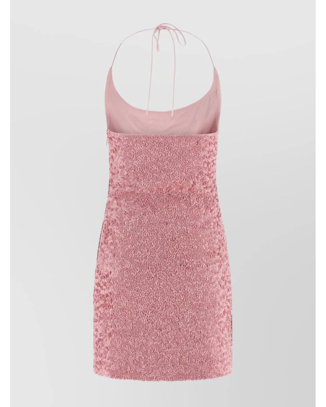 Balmain Pink Silk Sequin Halterneck Mini Dress