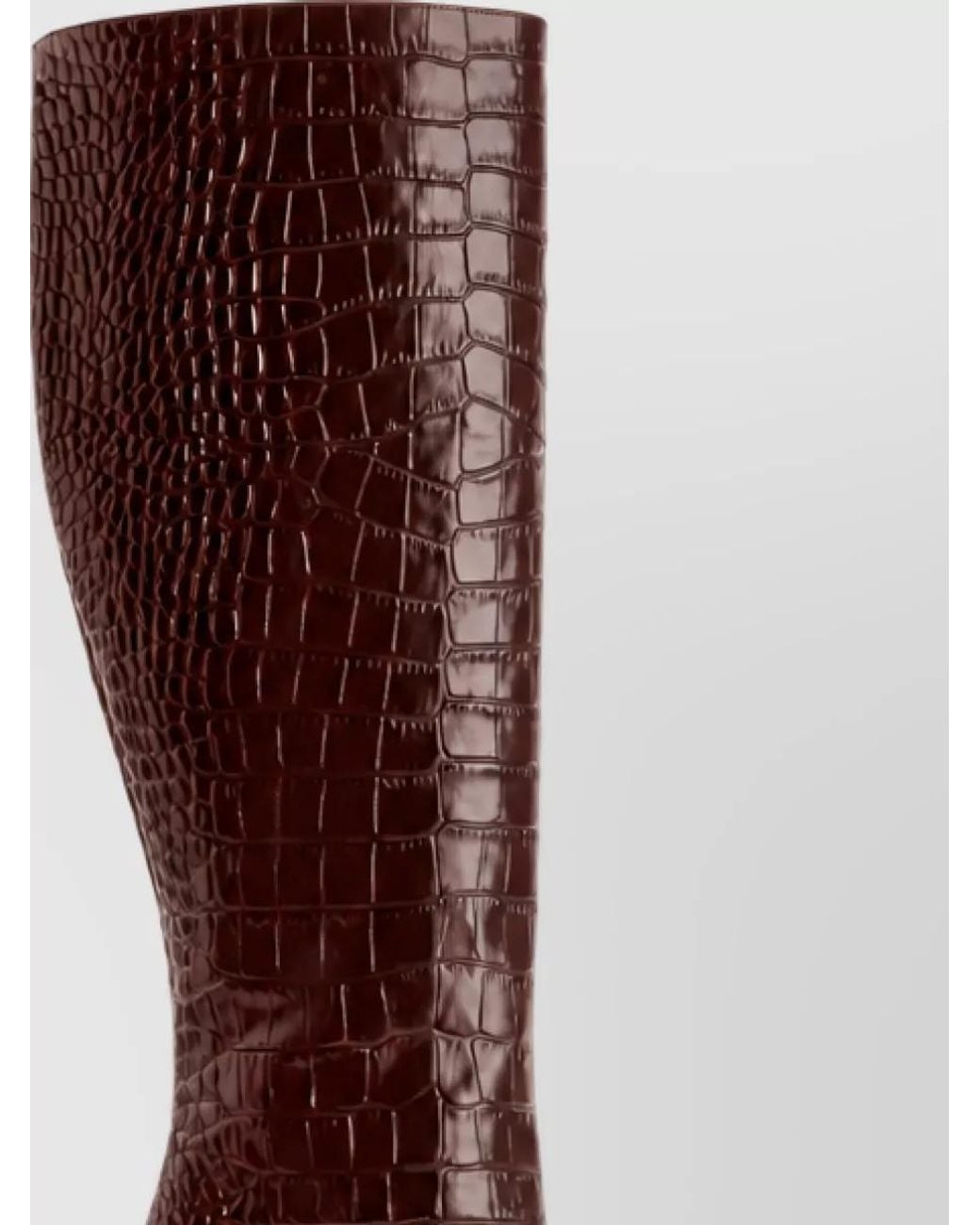 Paris Texas Brown Leather Crocodile Print Knee High Boots
