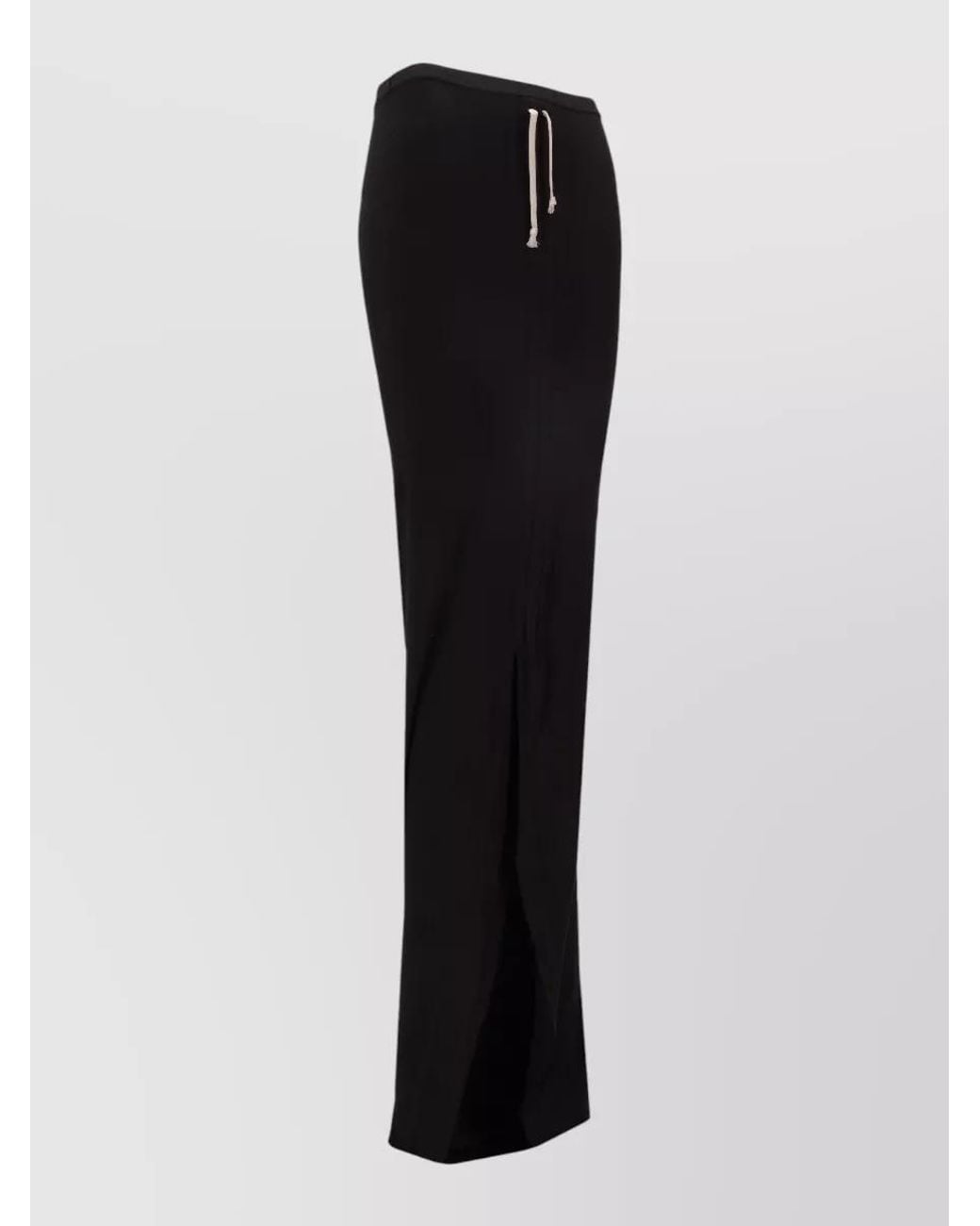 Rick Owens Black Cotton Soft Edfu Long Straight Skirt