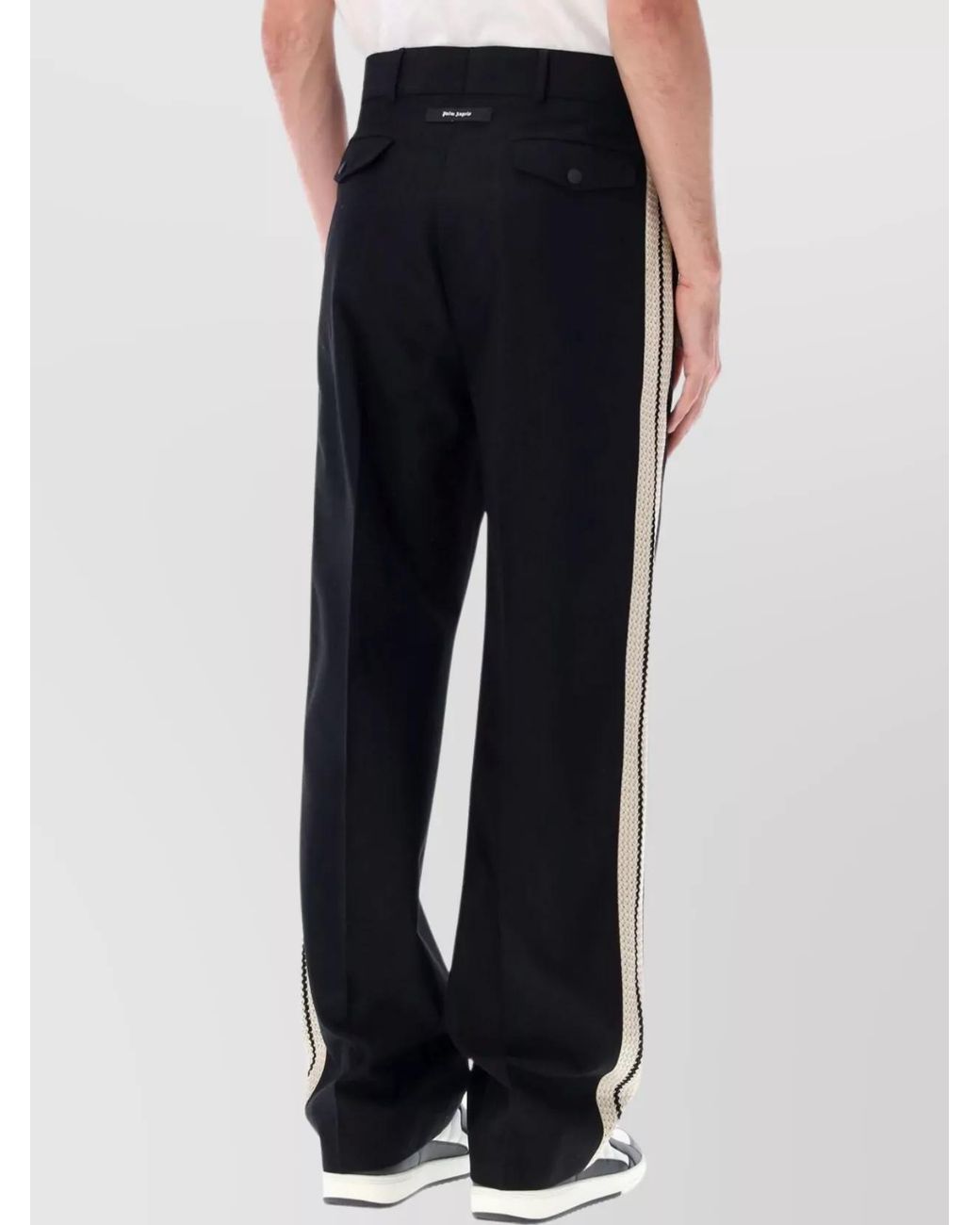 Palm Angels Black High-Rise Wide-Leg Trousers for men