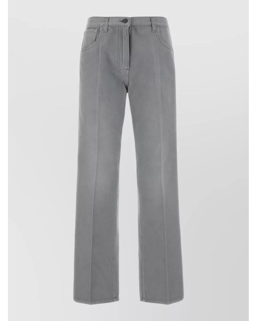 Prada Gray Denim Straight-Leg Trousers