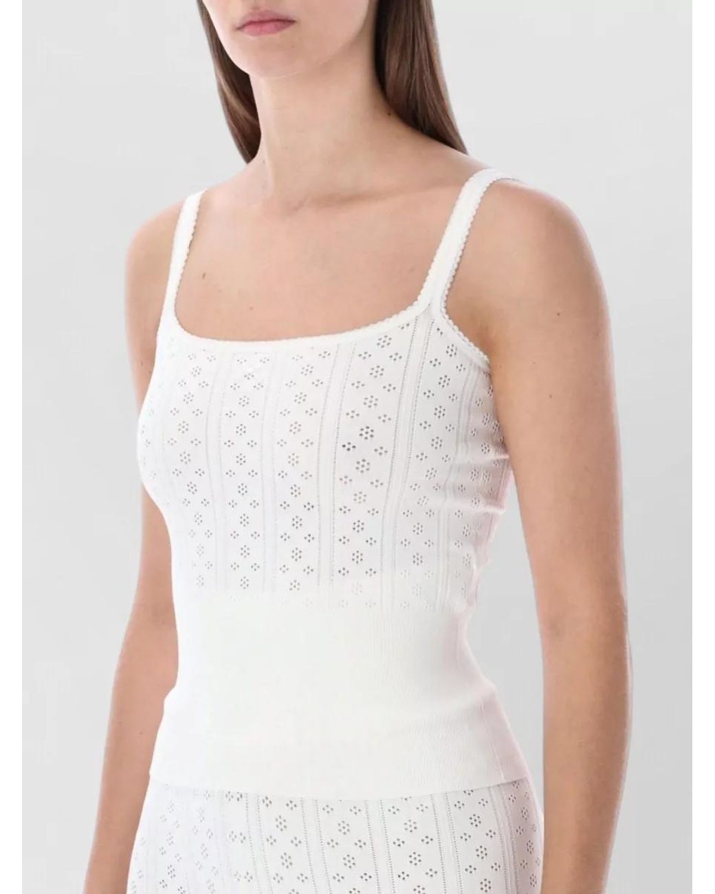 J.W. Anderson White Pointelle Knit Bow Cami Top