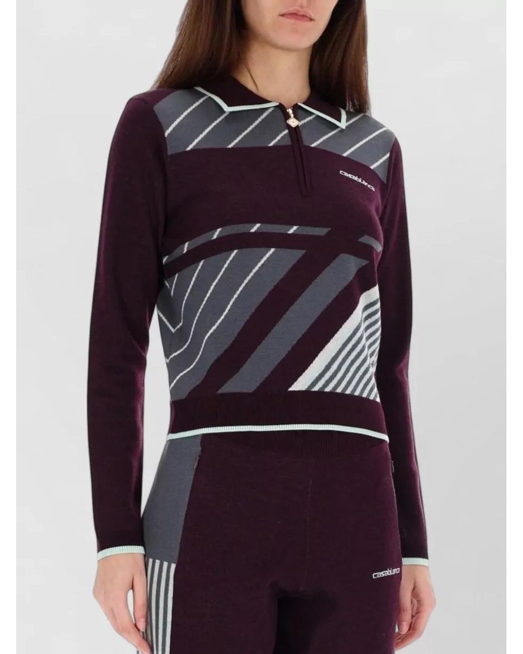 Casablanca Purple Merino Wool Polo Shirt