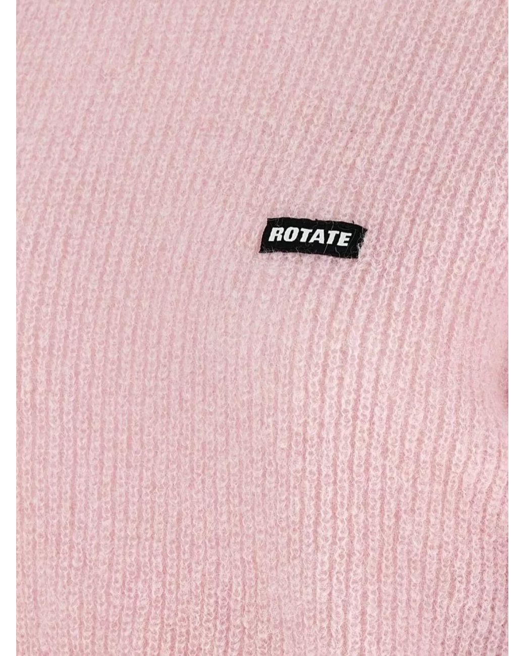 ROTATE BIRGER CHRISTENSEN Pink Alpaca-Blend Cropped Long-Sleeve Knit Puff Jumper