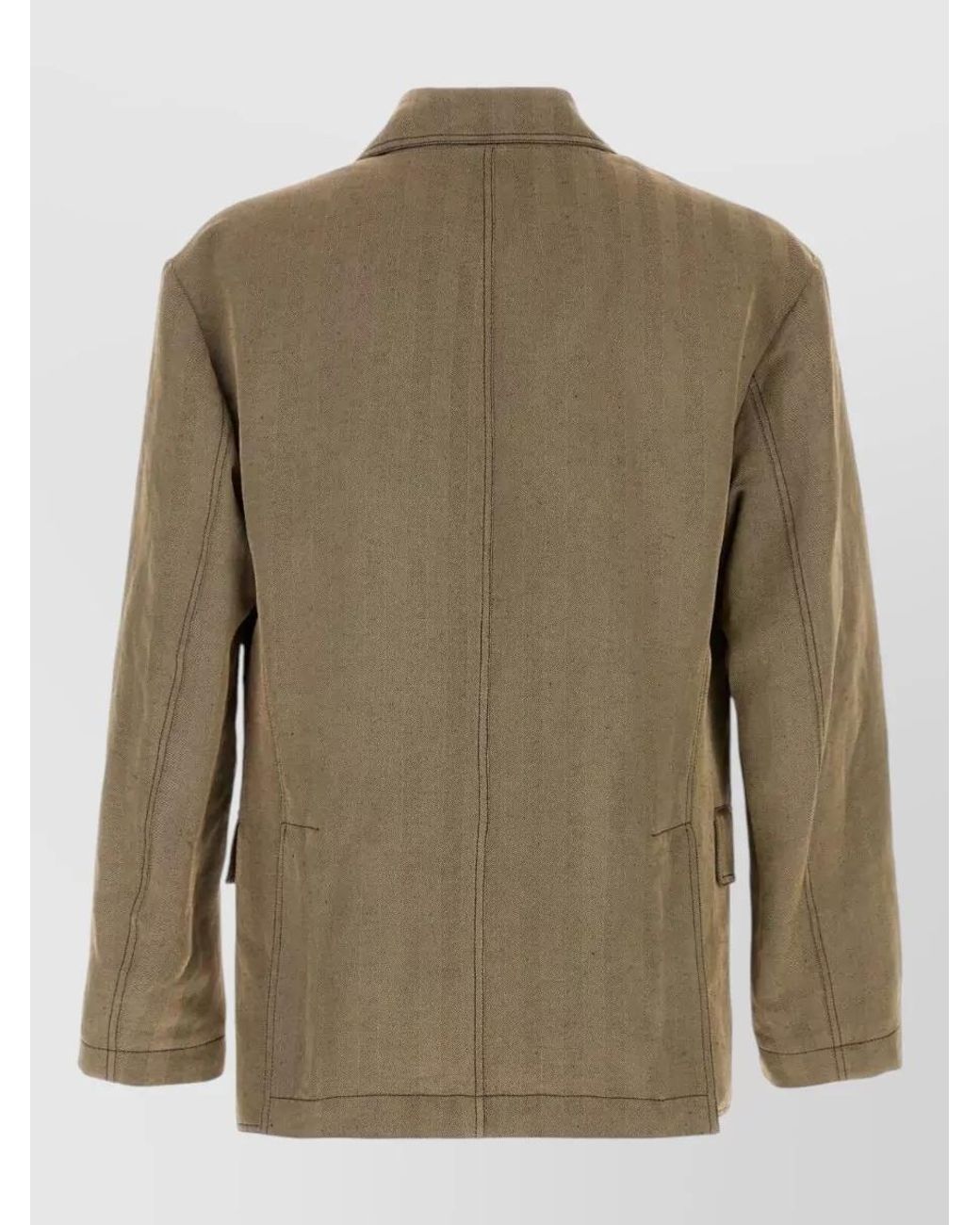 Ferragamo Green Embroidered Linen Blend Blazer for men