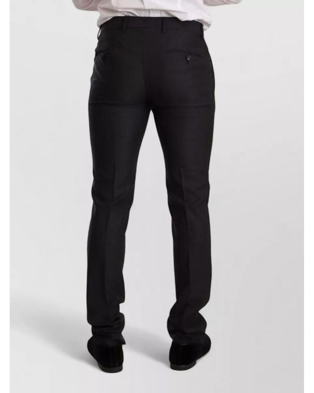 Dolce & Gabbana Black Wool Slim-Fit Tailored Trousers for men