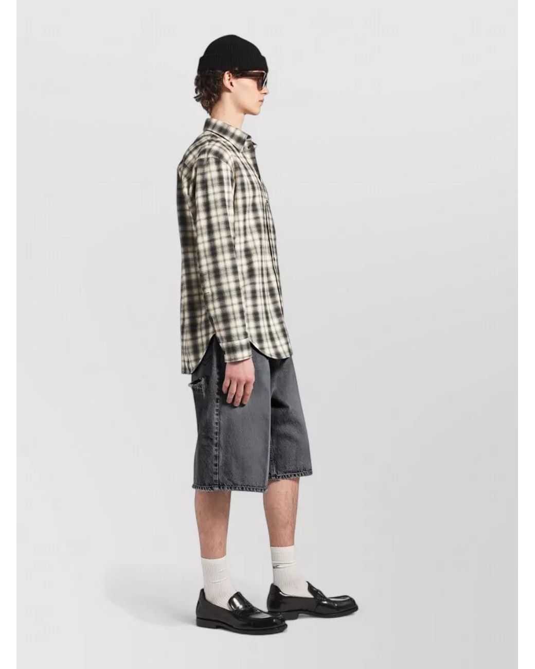 Balenciaga White Checked Flannel Shirt for men