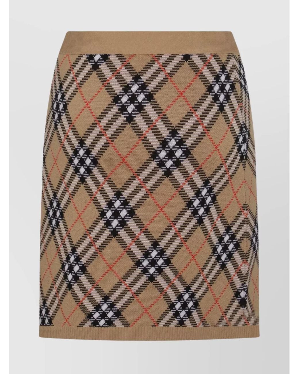 Burberry Brown Wool Blend Checked Ribbed Mini Skirt