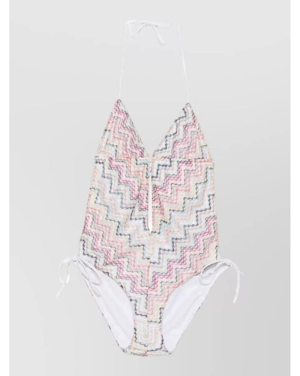 Missoni White Zigzag-Knit Halterneck Cutout Swimsuit