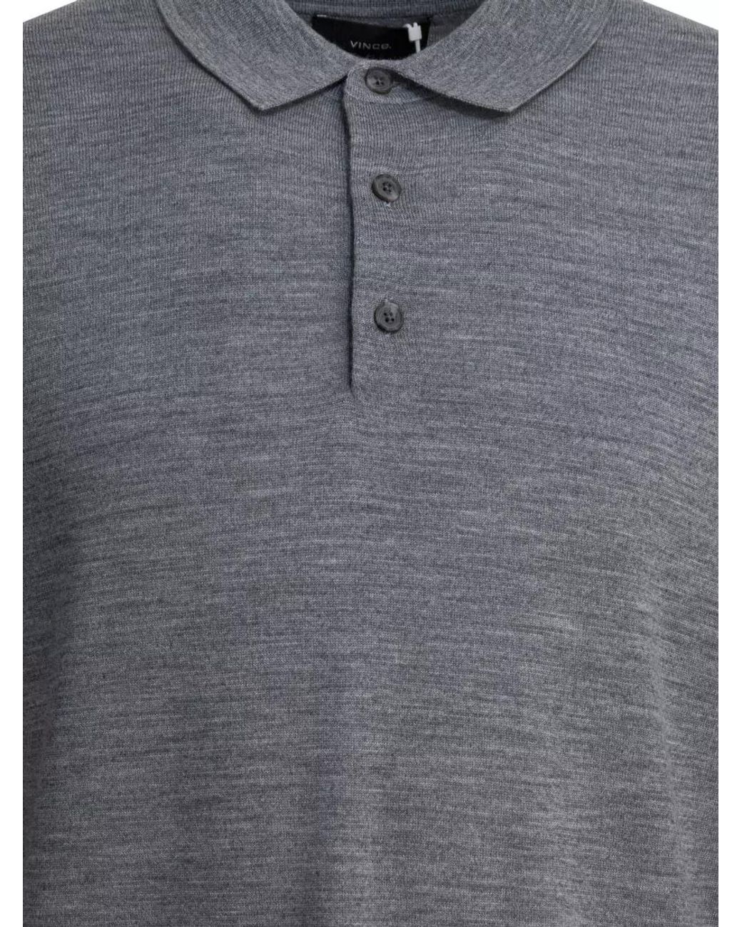 Vince Gray Merino Wool Long-Sleeve Polo Sweater for men