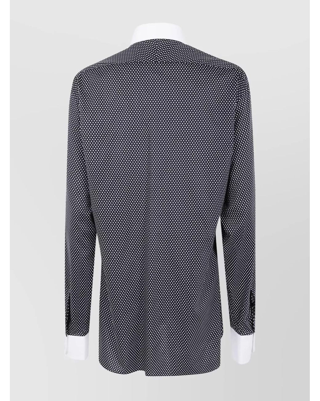 Tom Ford Blue Cotton Diamond Print Classic Fit Shirt for men