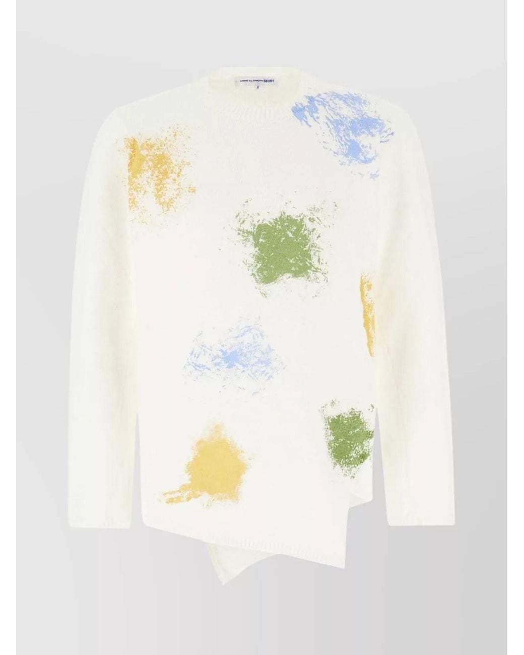 Comme des Garçons White Ribbed Asymmetric Sweater for men