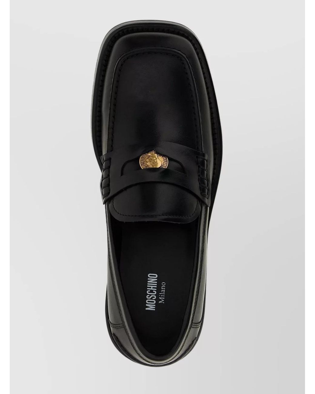 Moschino Black Leather Loafers for men