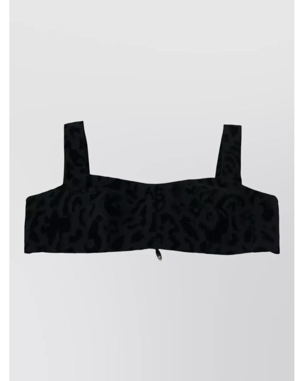 Dolce & Gabbana Black Leopard Velvet Cropped Bustier Top