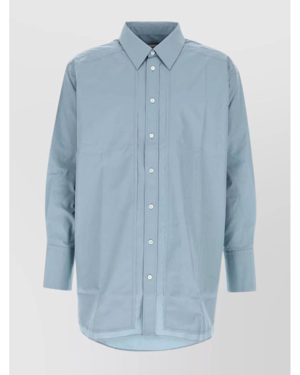 AMI Blue Cotton Poplin Shirt for men