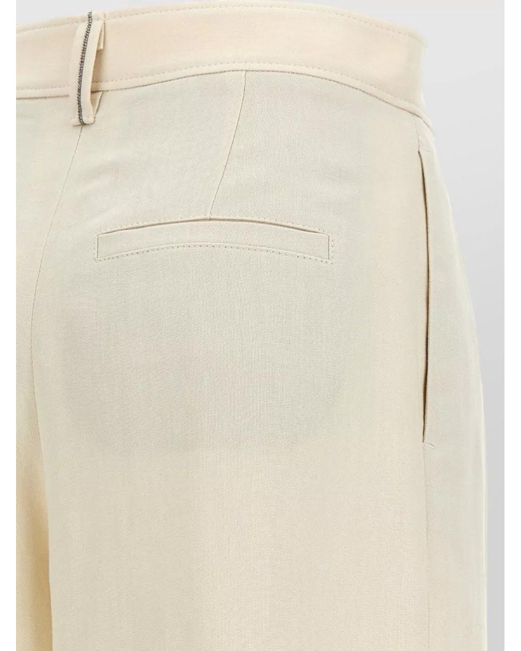 Brunello Cucinelli Natural Linen Blend High-Rise Wide-Leg Trousers