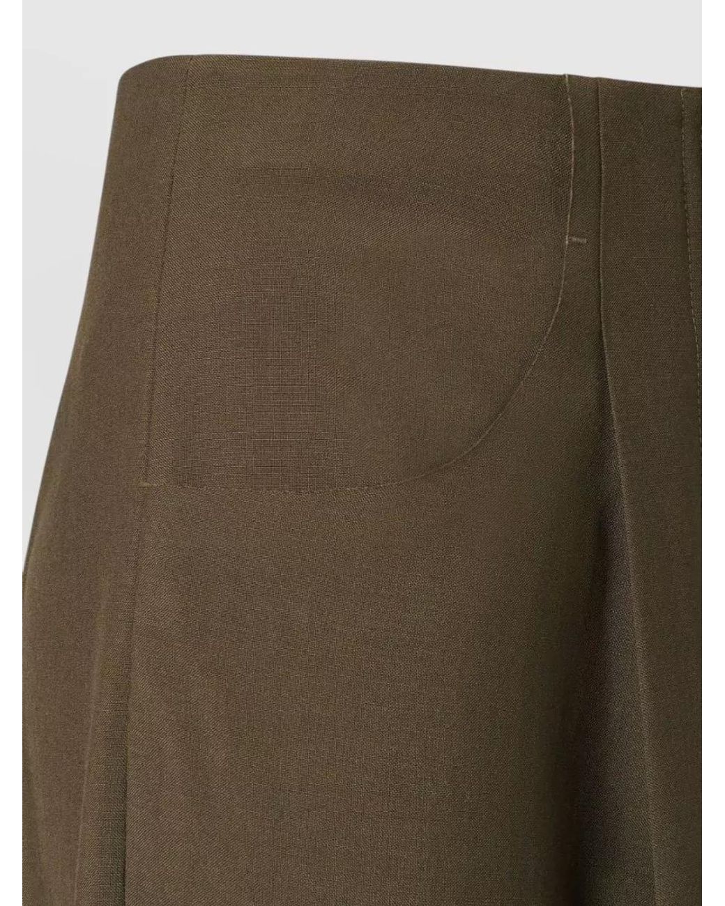 Fendi Green High Waist Wide-Leg Wool Blend Trousers