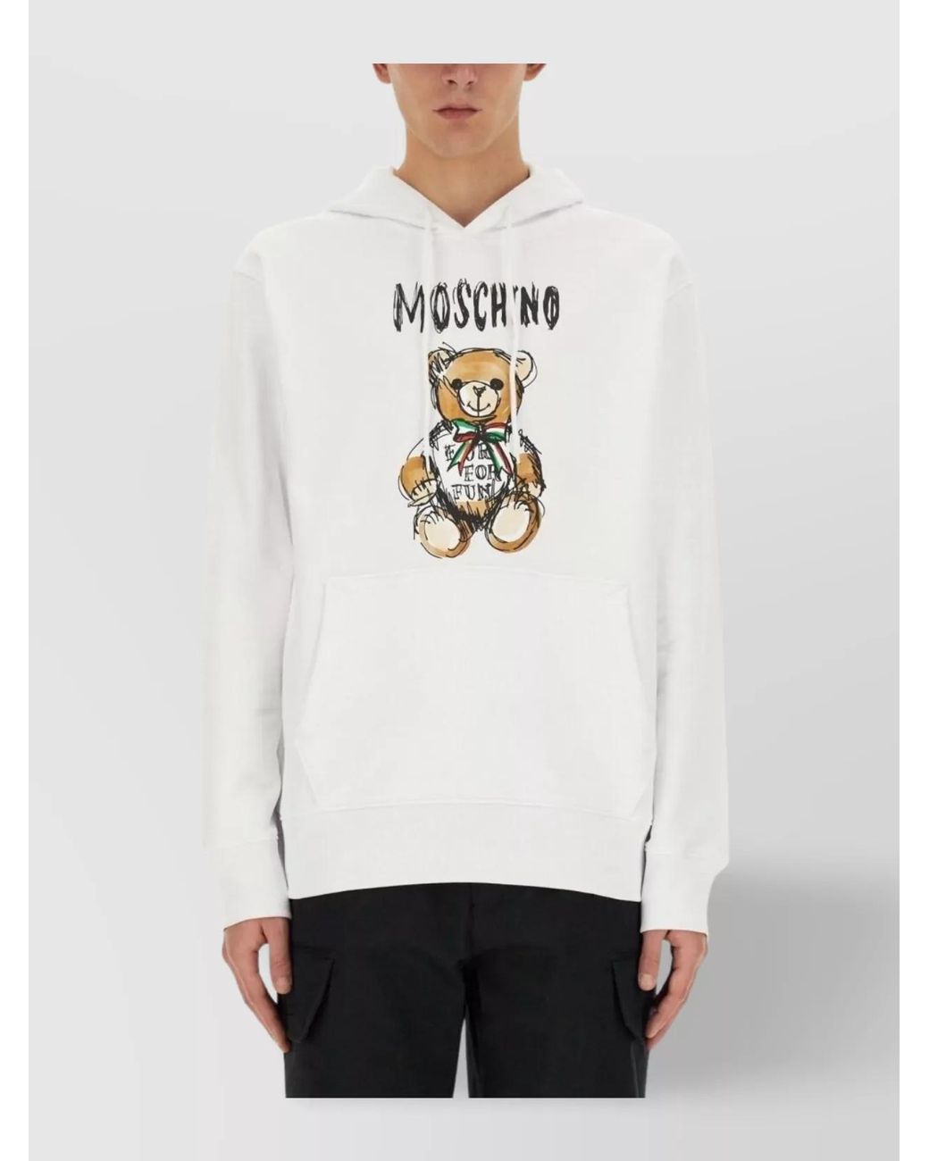 Moschino White Regular-Fit Cotton Hoodie for men