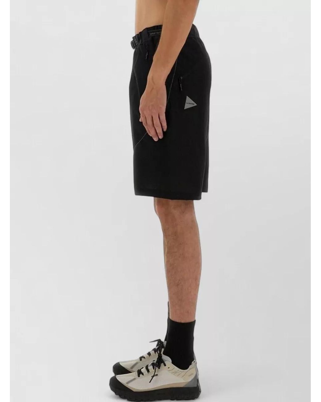 And Wander Black Nylon Cargo Shorts for men