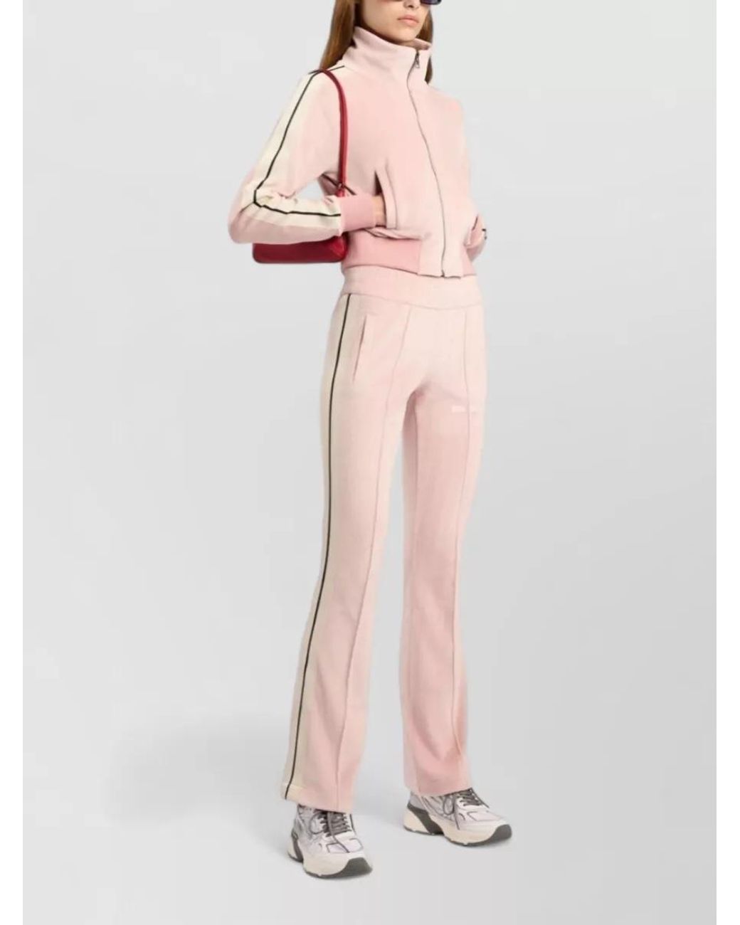 Palm Angels Pink Chenille Flared Track Pants