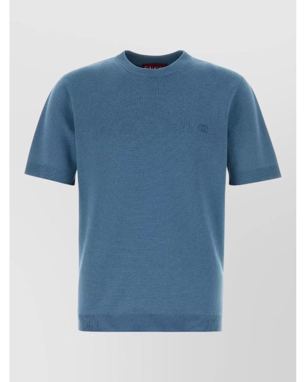 Gucci Blue Crew Neck T-Shirt for men