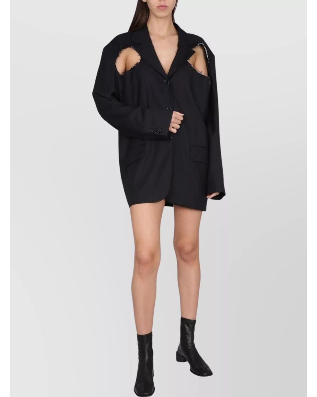 Acne Black Wool Deconstructed Blazer