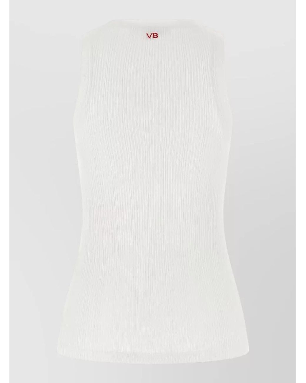 Victoria Beckham White Ribbed Cotton Tank Top