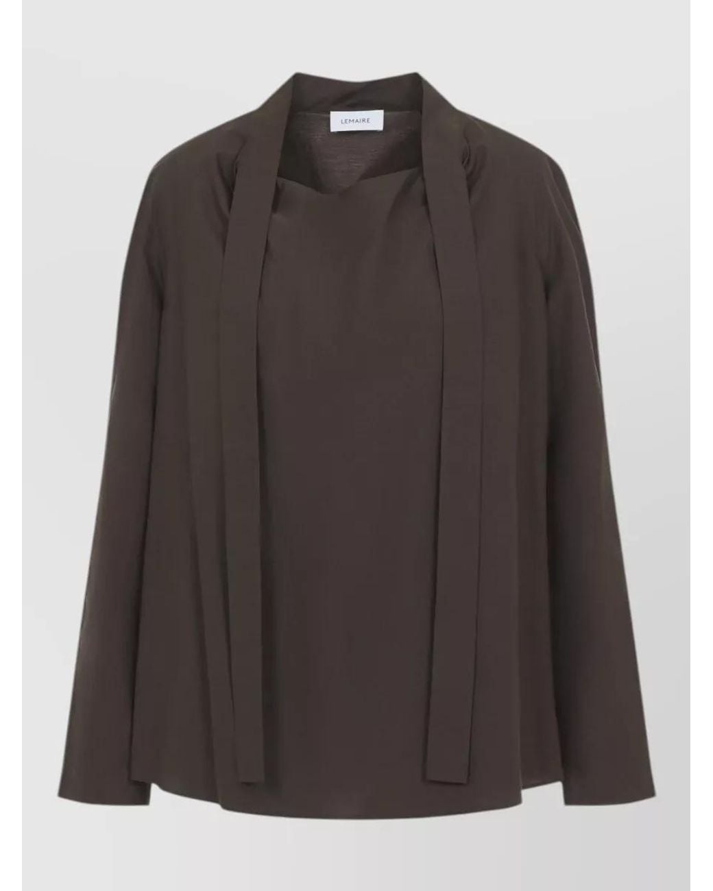Lemaire Brown Silk Blend Relaxed-Fit Ascot Blouse