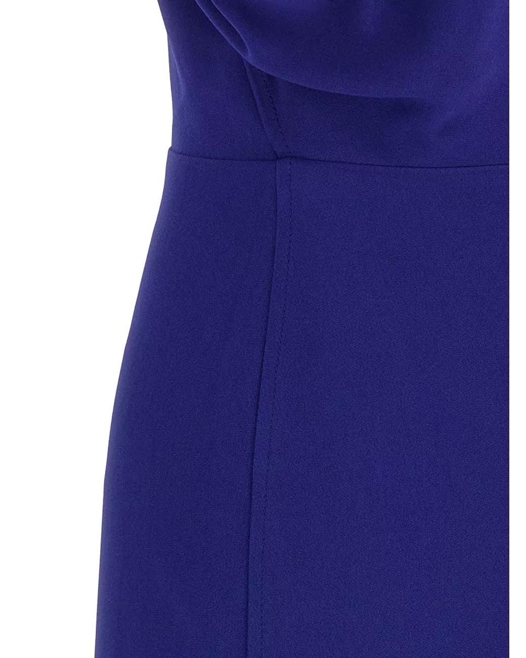 Victoria Beckham Edith Midi Dress Puff Sleeves V Neckline in Blue | Lyst UK