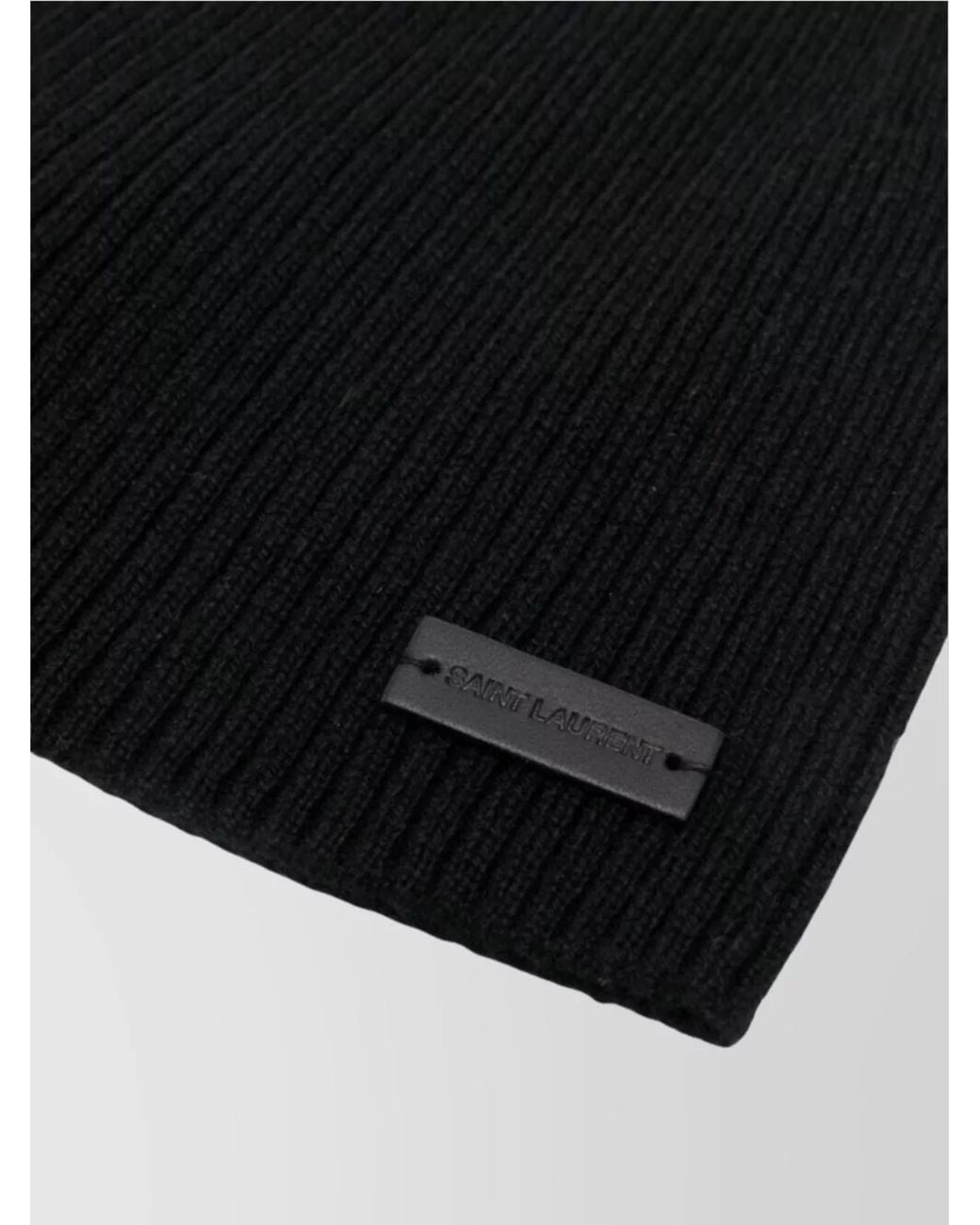 Saint Laurent Black Ribbed Cashmere Beanie for men