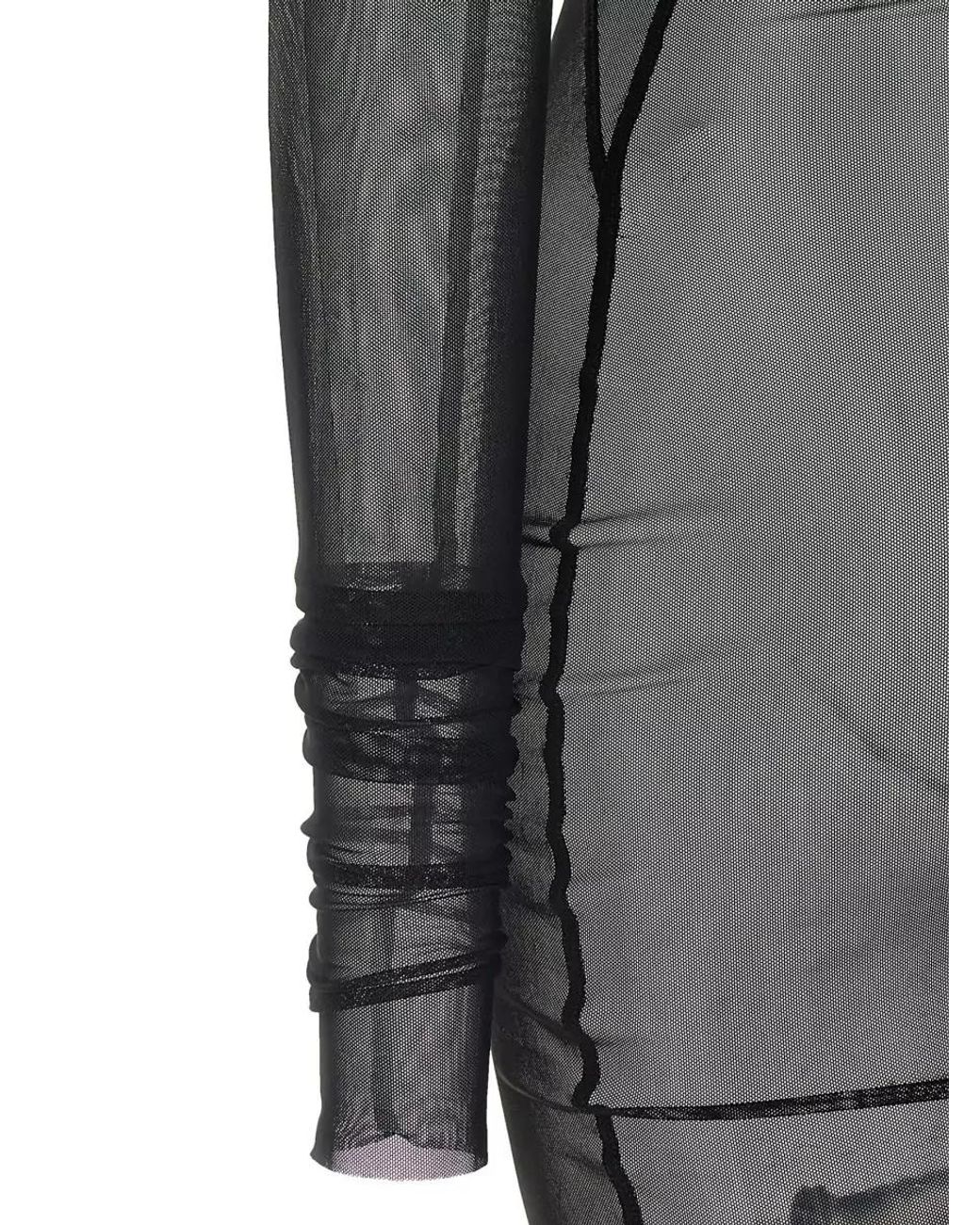 Rick Owens Gray Semi-Sheer Long-Sleeve Boat Neck Maxi Dress