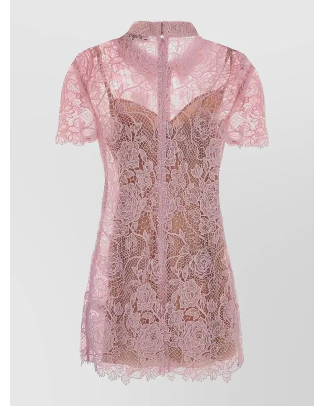 Self-Portrait Pink Lace Mini Dress