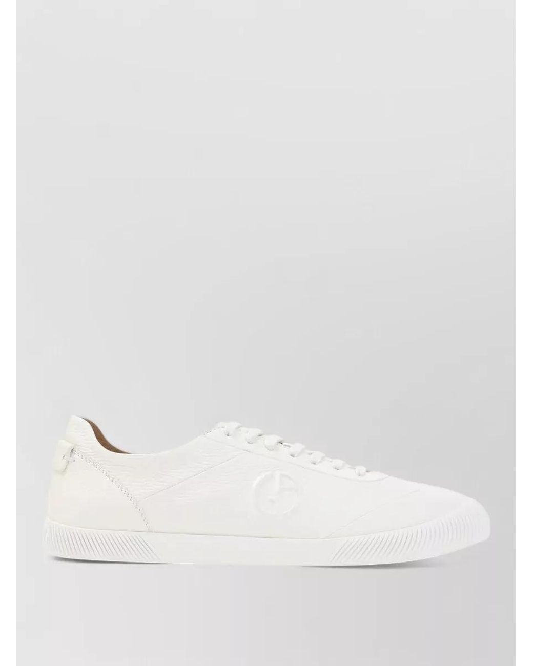 Giorgio Armani White Leather Low-Top Lace-Up Sneakers for men