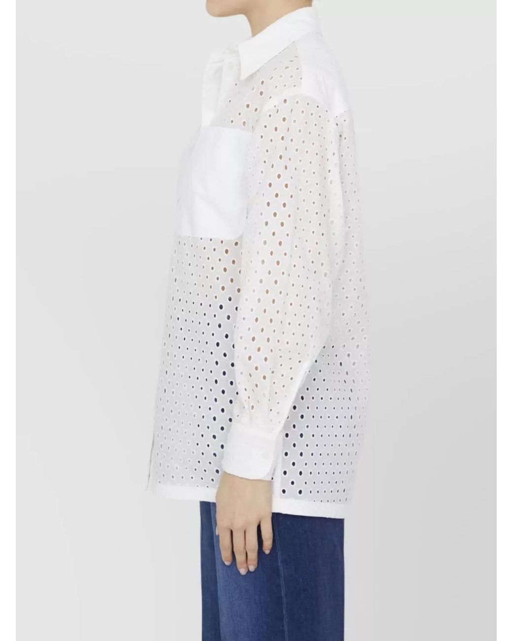 KENZO White Broderie Anglaise Cotton Shirt