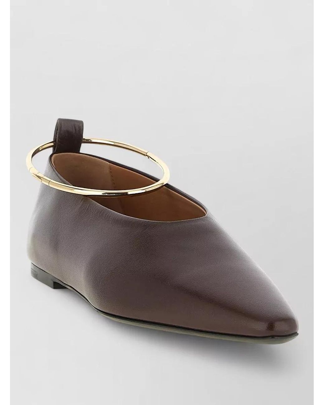 Jil Sander Brown Leather Ballet Flats