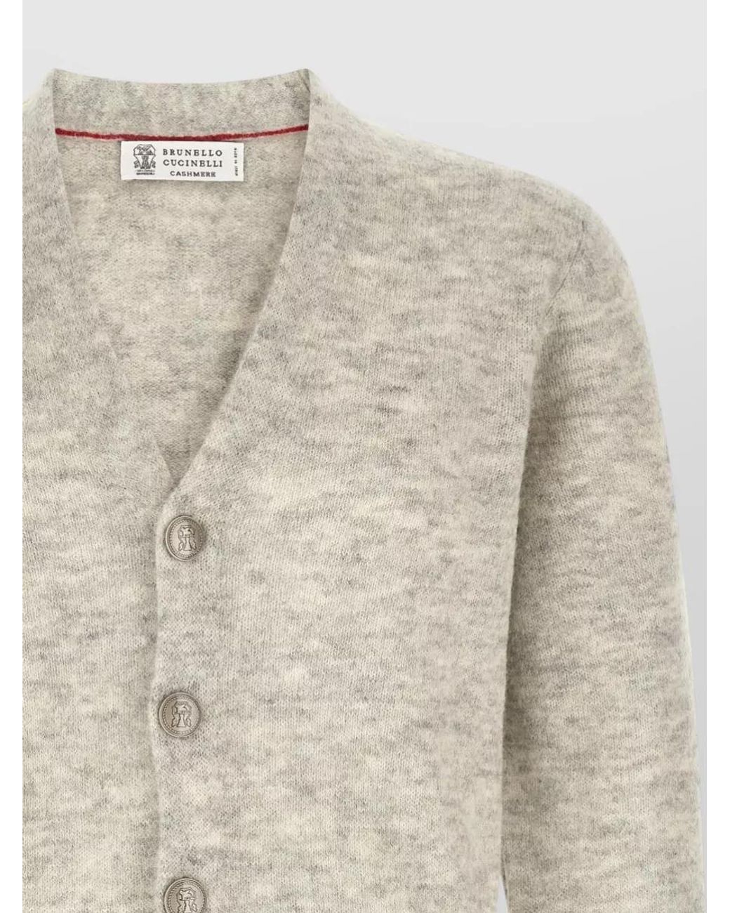 Brunello Cucinelli Natural Alpaca Cashmere V-Neck Cardigan for men