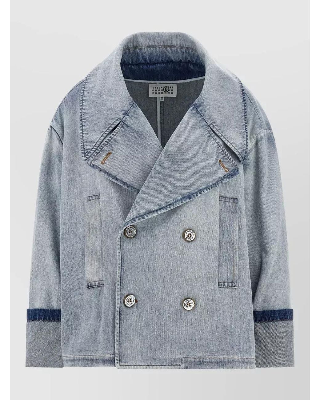 MM6 by Maison Margiela Blue Denim Paneled Double-Breasted Cropped Jacket