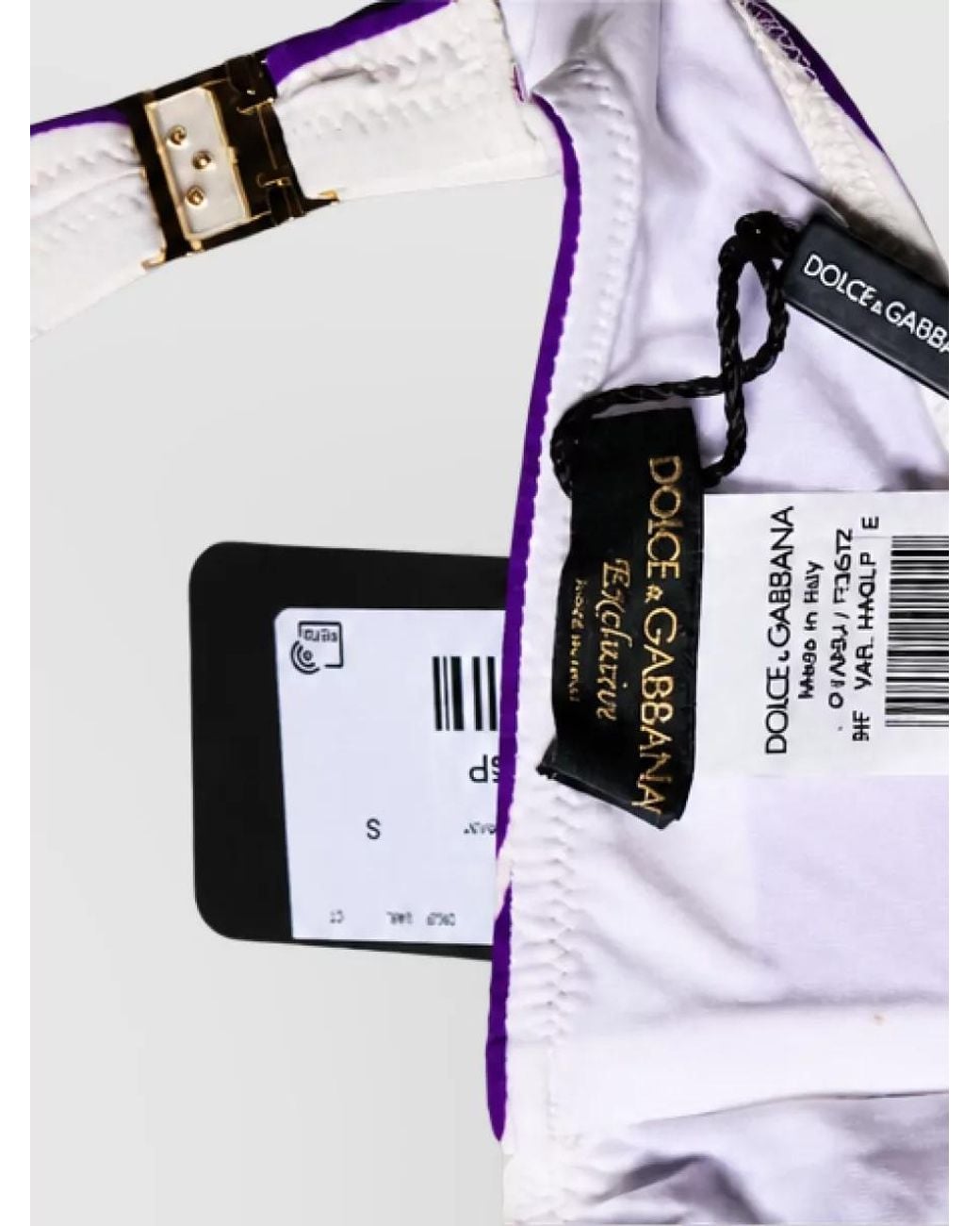 Dolce & Gabbana Purple Striped Bandeau Bikini Top